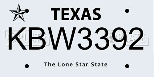 KBW3392 Texas License Plate