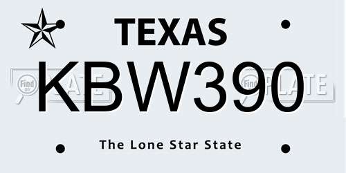 KBW390 Texas License Plate