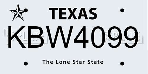 KBW4099 Texas License Plate