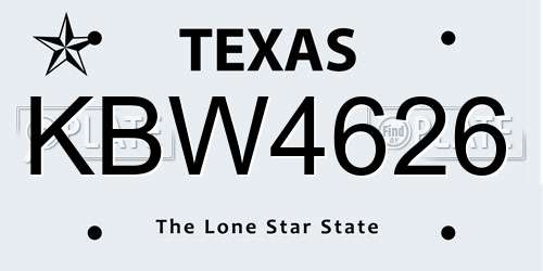 KBW4626 Texas License Plate