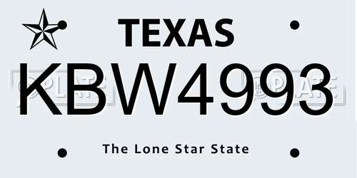 KBW4993 Texas License Plate