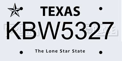 KBW5327 Texas License Plate