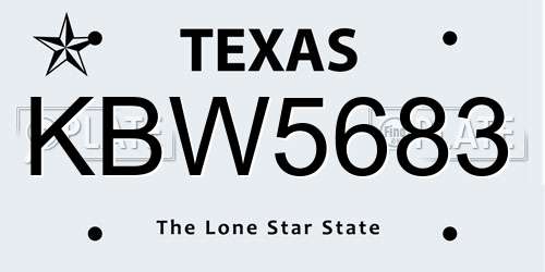 KBW5683 Texas License Plate