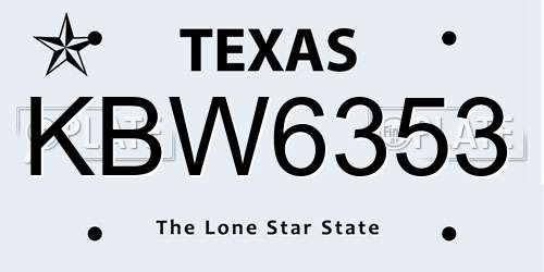 KBW6353 Texas License Plate