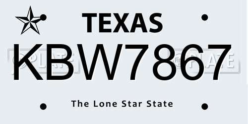 KBW7867 Texas License Plate