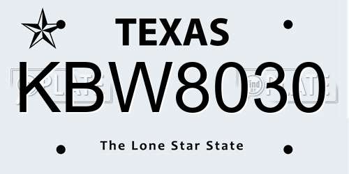 KBW8030 Texas License Plate