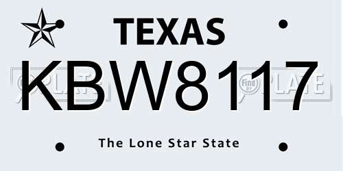 KBW8117 Texas License Plate