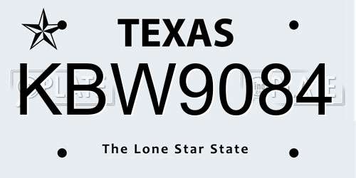 KBW9084 Texas License Plate