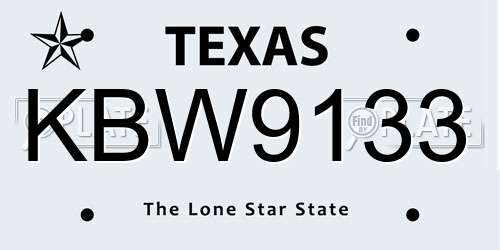 KBW9133 Texas License Plate