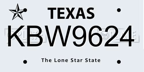 KBW9624 Texas License Plate