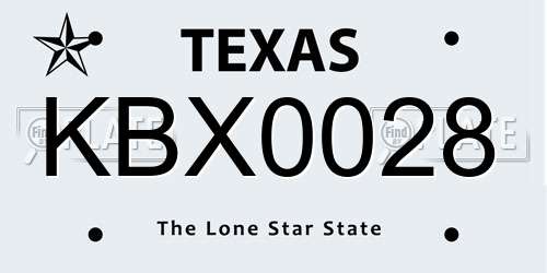KBX0028 Texas License Plate