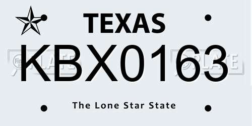 KBX0163 Texas License Plate