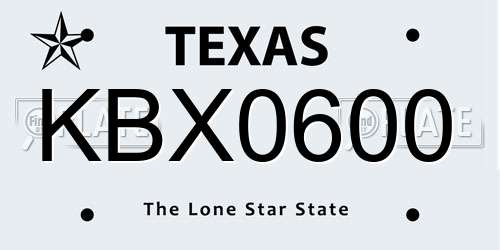 KBX0600 Texas License Plate