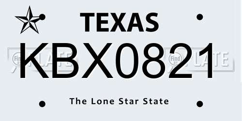 KBX0821 Texas License Plate