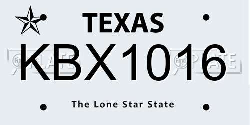 KBX1016 Texas License Plate