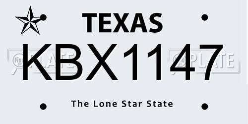 KBX1147 Texas License Plate