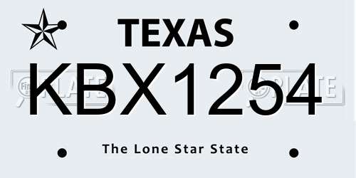 KBX1254 Texas License Plate