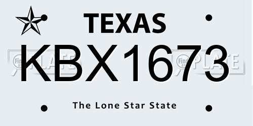 KBX1673 Texas License Plate