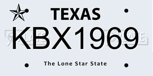 KBX1969 Texas License Plate