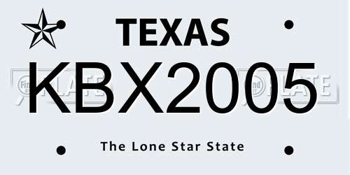 KBX2005 Texas License Plate