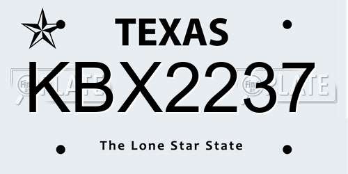KBX2237 Texas License Plate