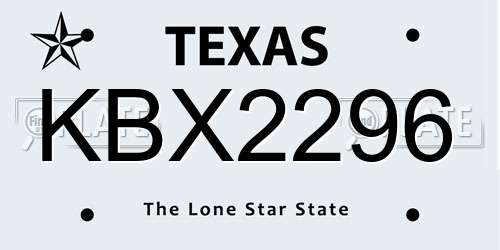 KBX2296 Texas License Plate