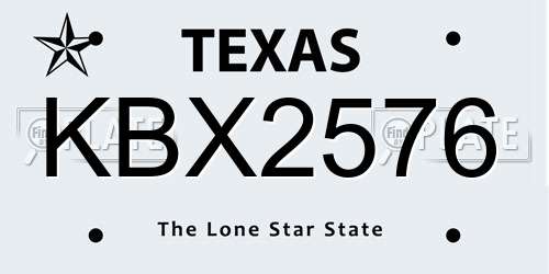 KBX2576 Texas License Plate