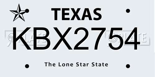 KBX2754 Texas License Plate