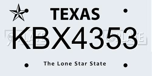 KBX4353 Texas License Plate