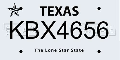 KBX4656 Texas License Plate