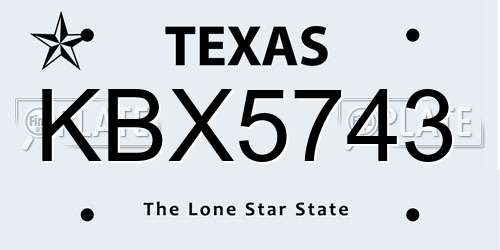 KBX5743 Texas License Plate