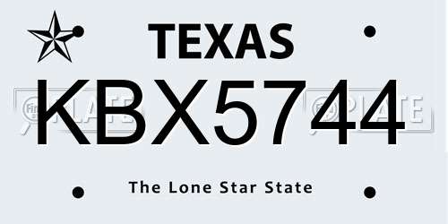 KBX5744 Texas License Plate