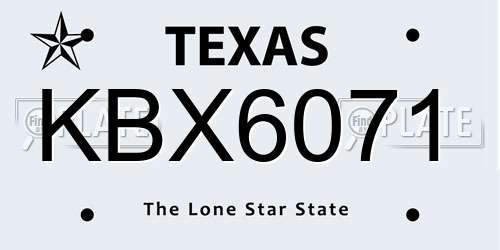 KBX6071 Texas License Plate