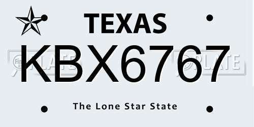 KBX6767 Texas License Plate