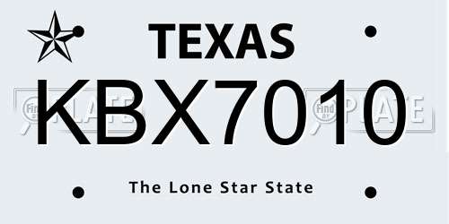 KBX7010 Texas License Plate
