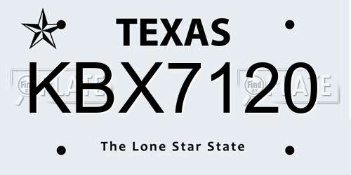 KBX7120 Texas License Plate