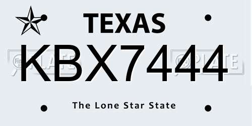 KBX7444 Texas License Plate