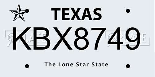 KBX8749 Texas License Plate