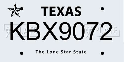 KBX9072 Texas License Plate