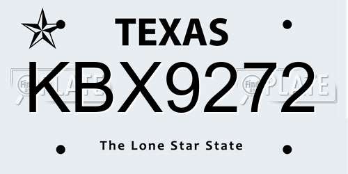 KBX9272 Texas License Plate