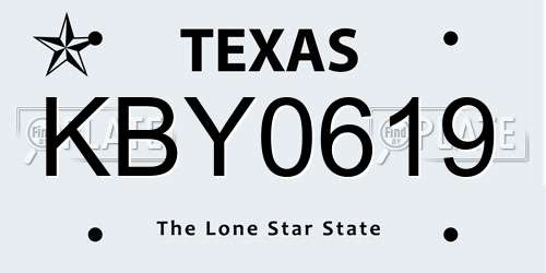 KBY0619 Texas License Plate