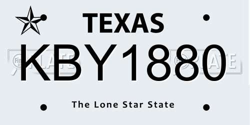 KBY1880 Texas License Plate