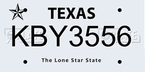 KBY3556 Texas License Plate