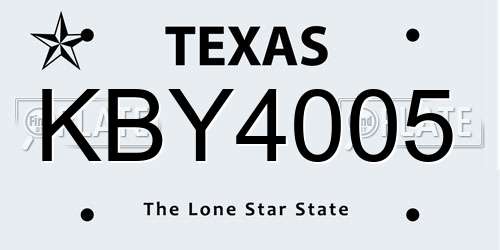 KBY4005 Texas License Plate