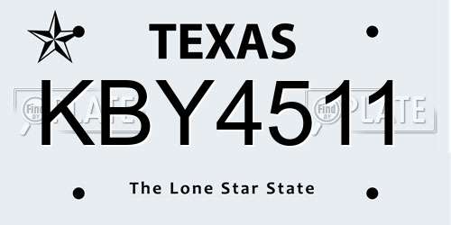 KBY4511 Texas License Plate