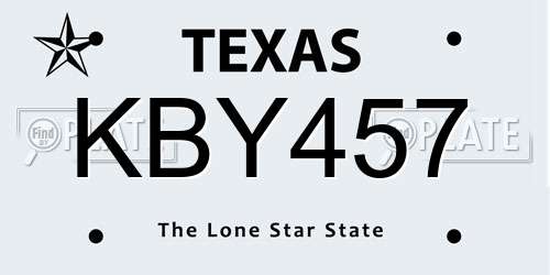 KBY457 Texas License Plate