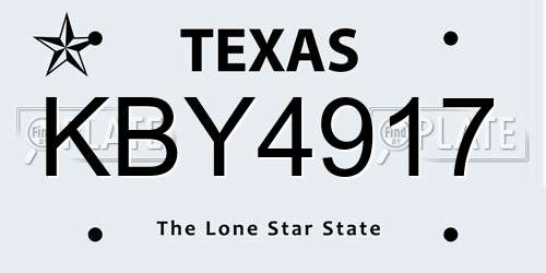KBY4917 Texas License Plate