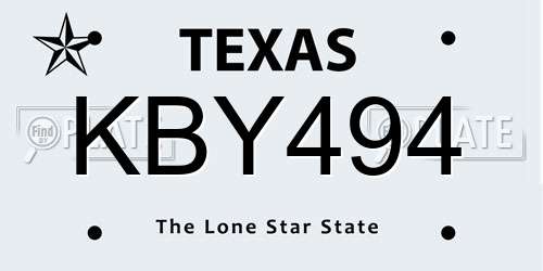 KBY494 Texas License Plate
