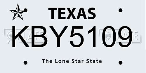 KBY5109 Texas License Plate