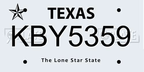 KBY5359 Texas License Plate